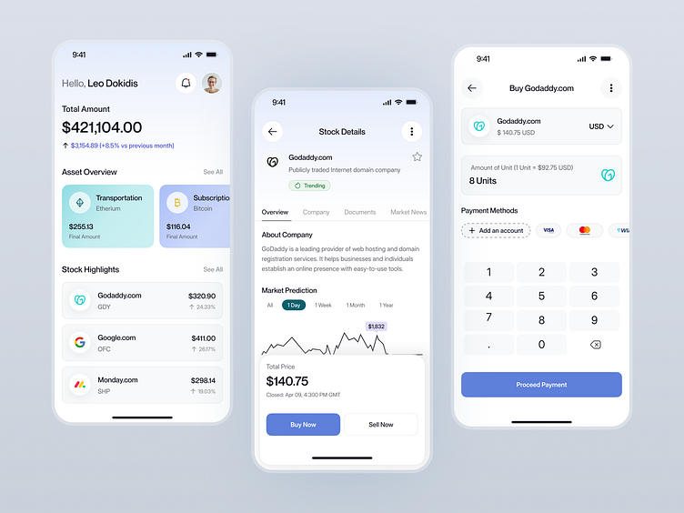 Investment learning app interface on phones